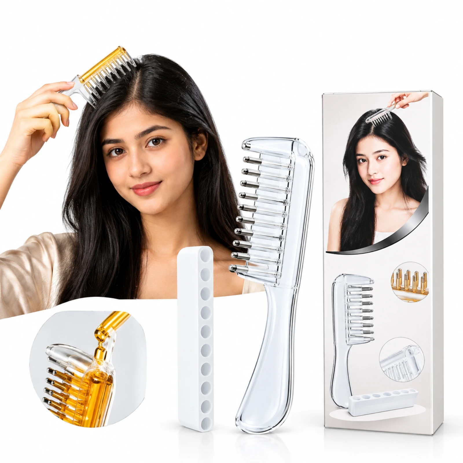 Hair Oil Applicator Comb – Scalp Massage & Oil Dispenser Comb