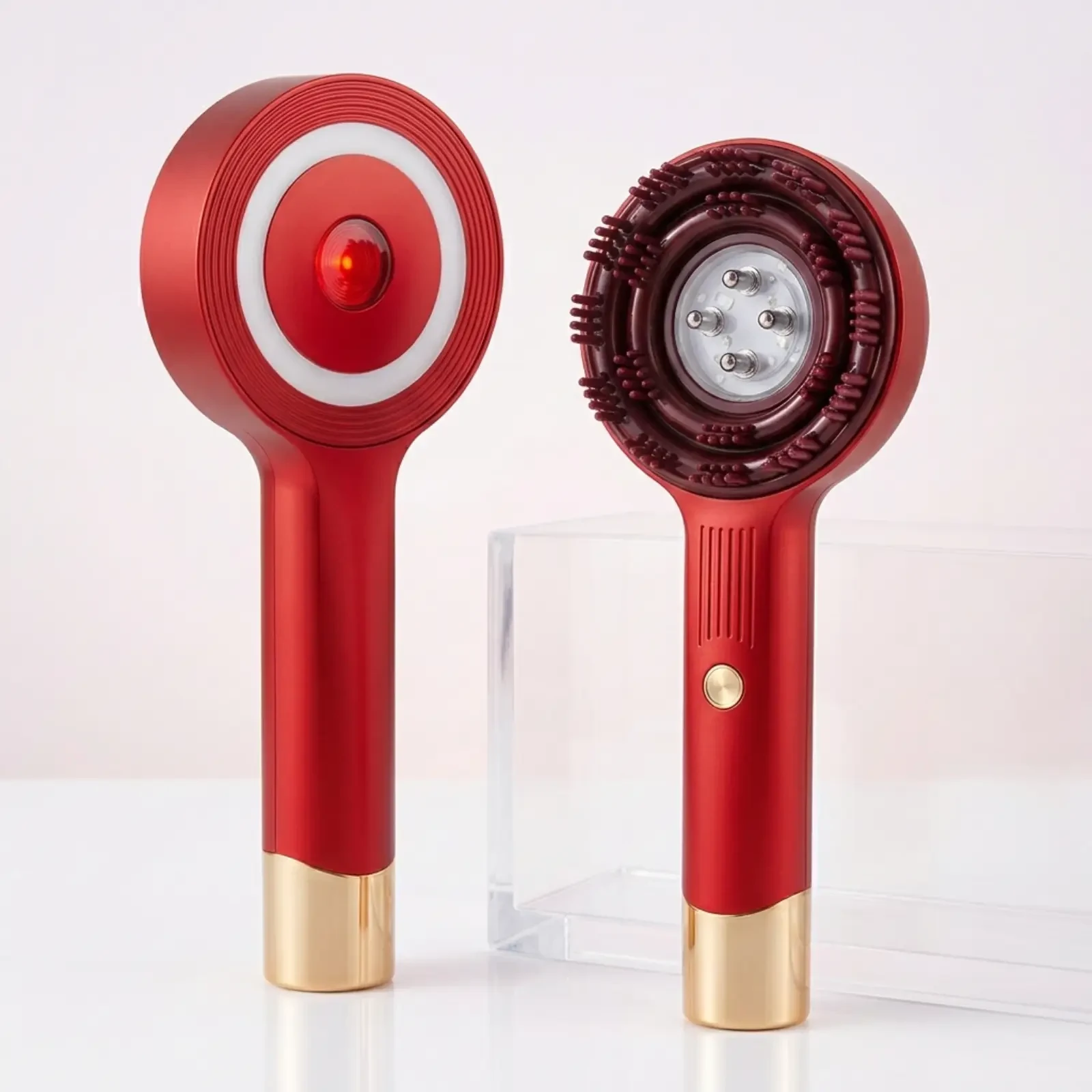 Magnetic Oil Dispensing Massage Comb with Red Light Therapy
