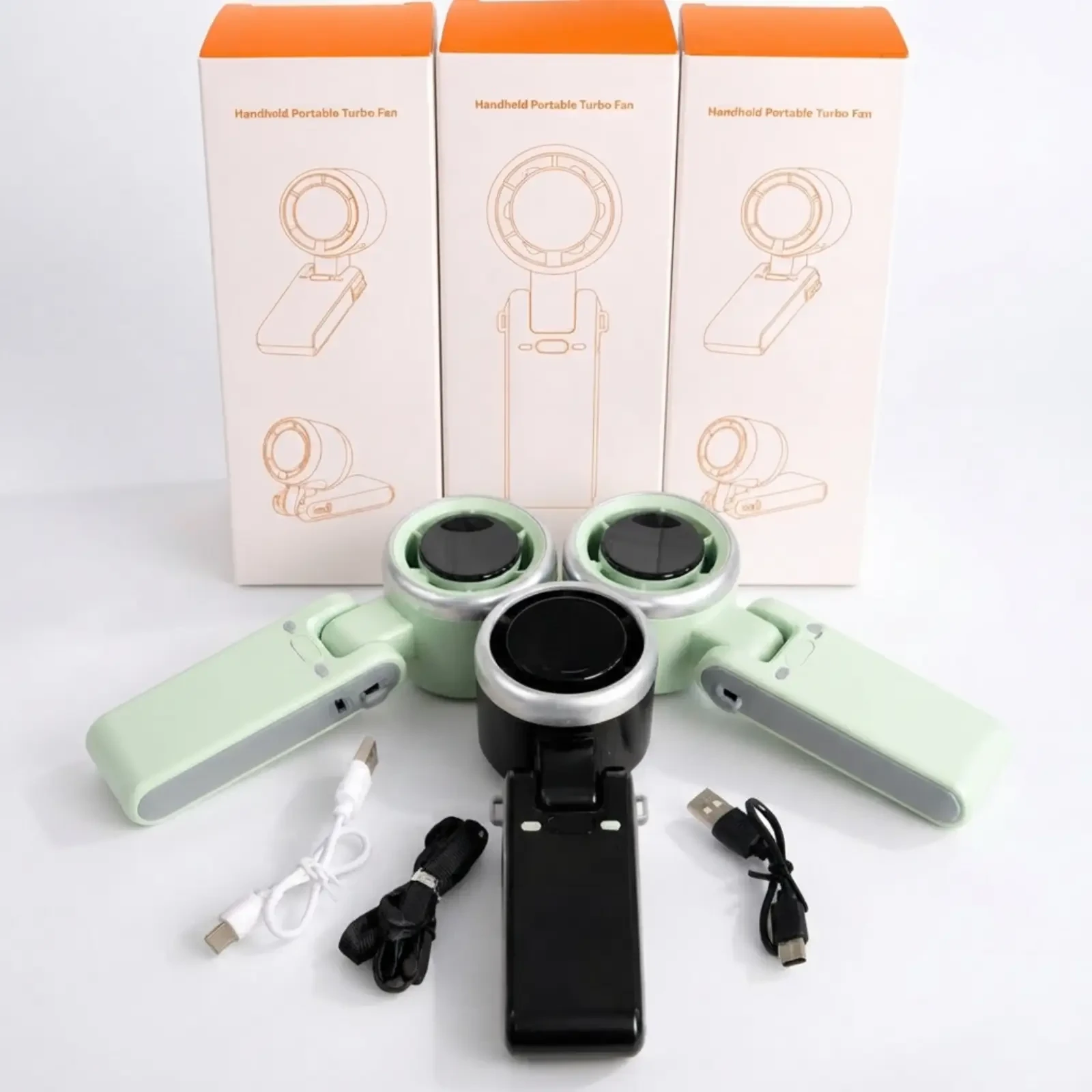 Portable Mini Turbo Fan – 5-Speed Rechargeable Handheld Fan